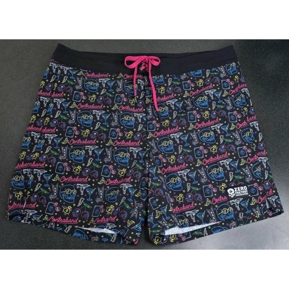 New Zero Foxtrot Swim Boardshorts Trunks Men XL Surf Beach Military Grunge Skull